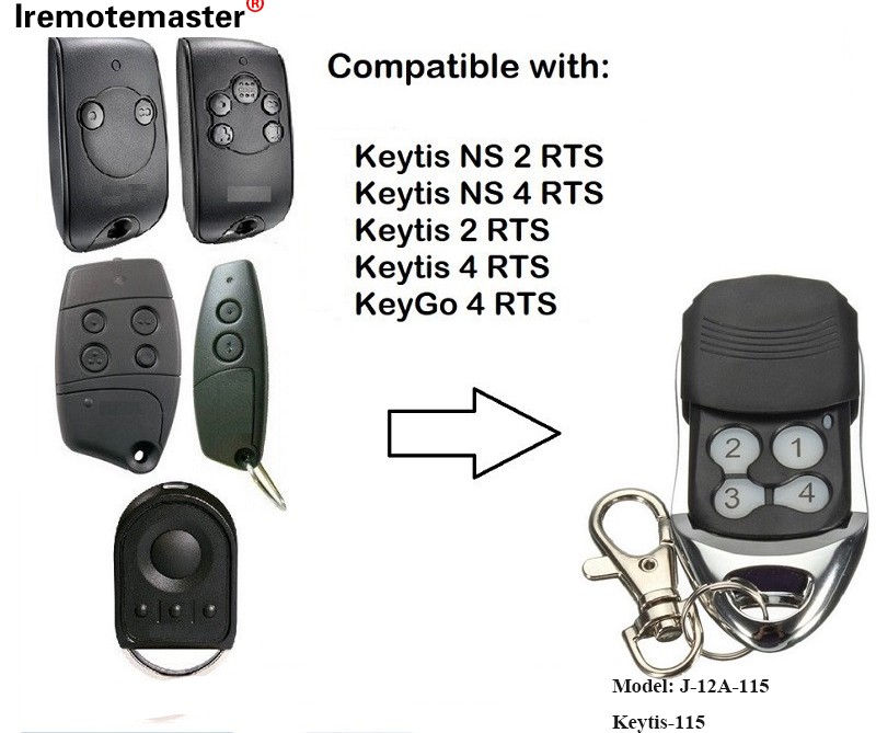 Voor Keytis NS 2 RTS Keytis NS 4 RTS Garagedeur Afstandsbediening 433.42 MHz: